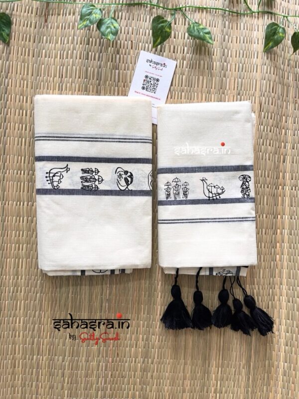 Black Cotton Set Mund 'Keralam'-CK01 - Image 6