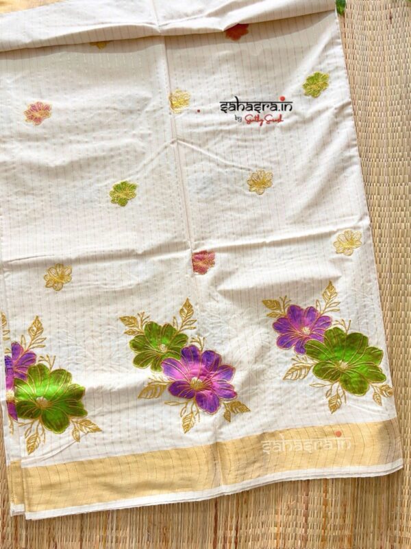 Floral Kerala Cotton Saree -KFS01 - Image 2