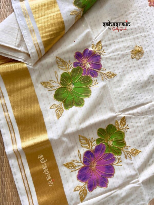 Floral Kerala Cotton Saree -KFS01
