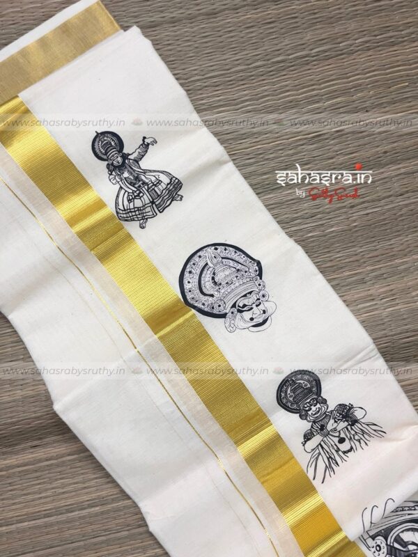 Kathakali Print Kerala Dhoti for men-(DTK20) - Image 3
