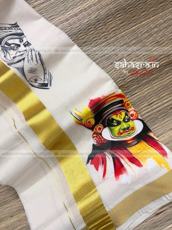 Kathakali Print Kerala Dhoti for men-(DTK20) - Image 5