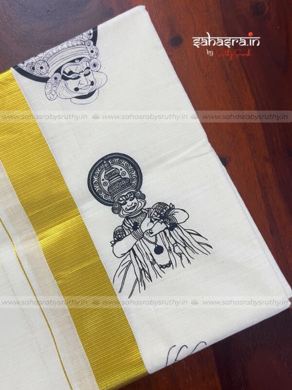Kathakali Print Kerala Dhoti for men-(DTK20) - Image 4
