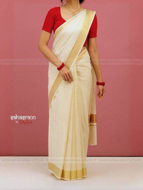 Checks : Ready to wear Kerala Saree-(RTW11)
