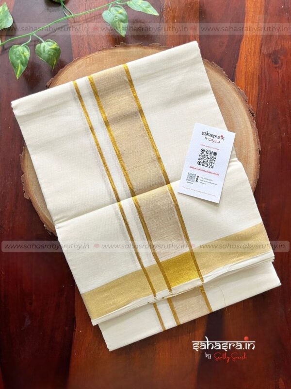 Golden Kasavu Dhoti/Mundu for Men-DTK23
