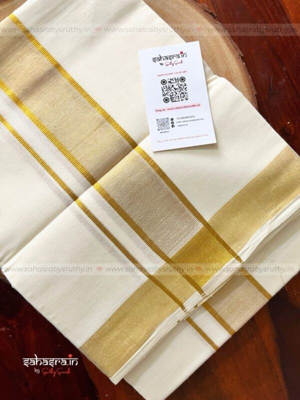 Golden Kasavu Dhoti/Mundu for Men-DTK23 - Image 2
