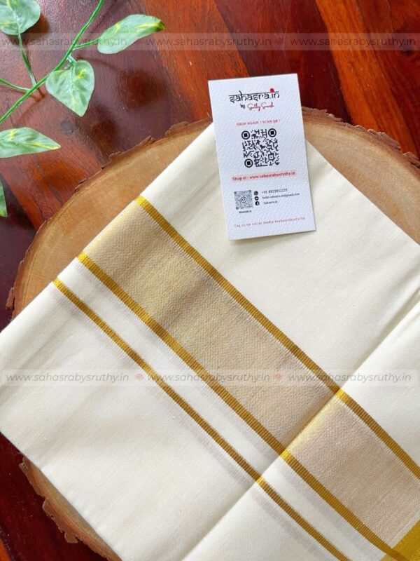 Golden Kasavu Dhoti/Mundu for Men-DTK23 - Image 4