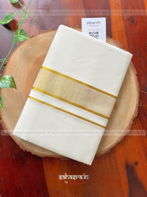 Golden Kasavu Dhoti/Mundu for Men-DTK23 - Image 3