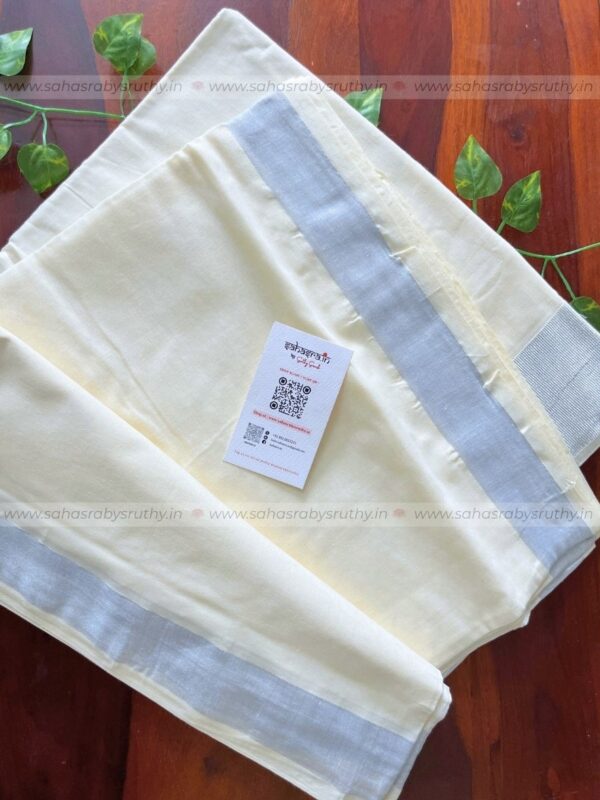 Kerala Lotus Embroidered Pure cotton Saree (lotus11) - Image 2