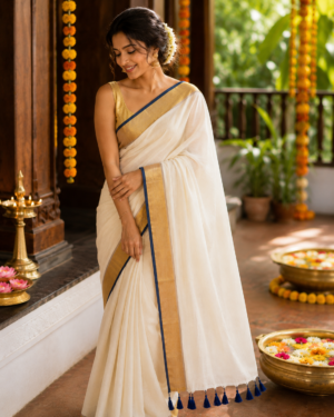 Blue Mul Cotton Saree- Thanima (008THANI)