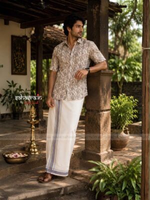 Floral Cotton Half-Sleeve Shirt For Men- SRTF2