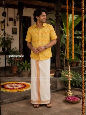 Floral Cotton Half-Sleeve Shirt For Men- SRTF1