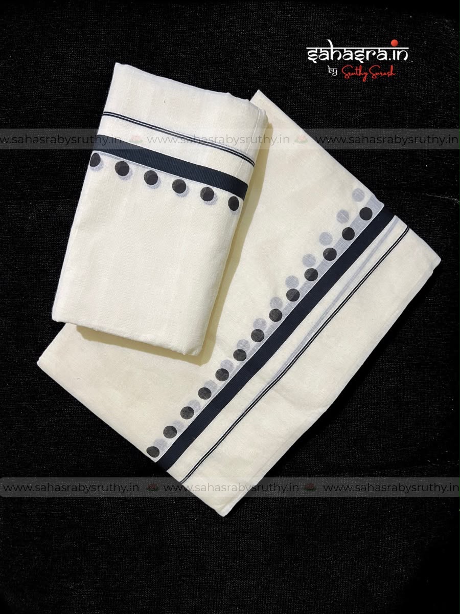B003SM -Polka Dots Kerala Set Mundu